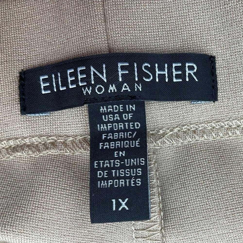 Eileen Fisher 1X Beige Wide-Leg Ponte Pull On Pants Made USA Minimalist - Picture 4 of 14